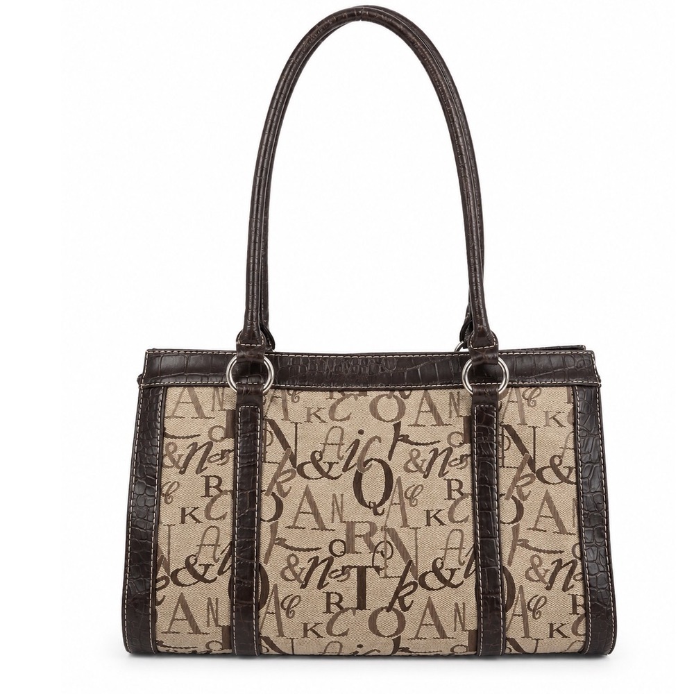 Sag Harbor Vintage Y2K Tan Black Monogram Letter Shoulder Bag